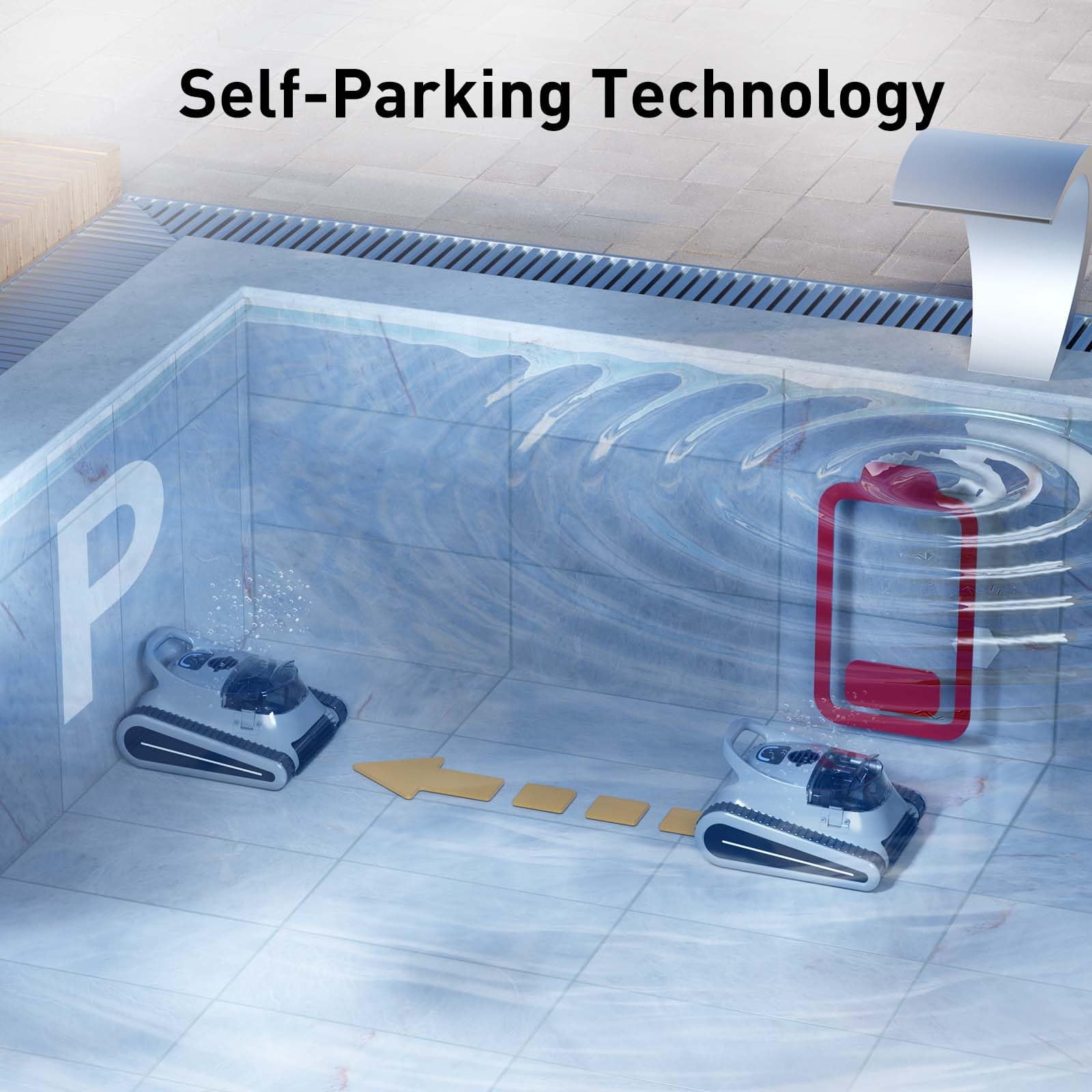 Seauto Crab Cordless Robotic Pool Cleaner, 3D Obstacle Avoidance & Smart Path Planning, for Inground & Above Ground Pools
