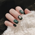 thumbnail image 2 of Press On Nails HUOGUO, diseño corto de perlas verdes, 24 unidades, 2 of 5