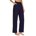 thumbnail image 2 of FENGGHAO Women Linen Pants Wide Leg Side Slit Ankle Pants High Waist Casual Loose Beach Pant Cropped Trousers, 2 of 4