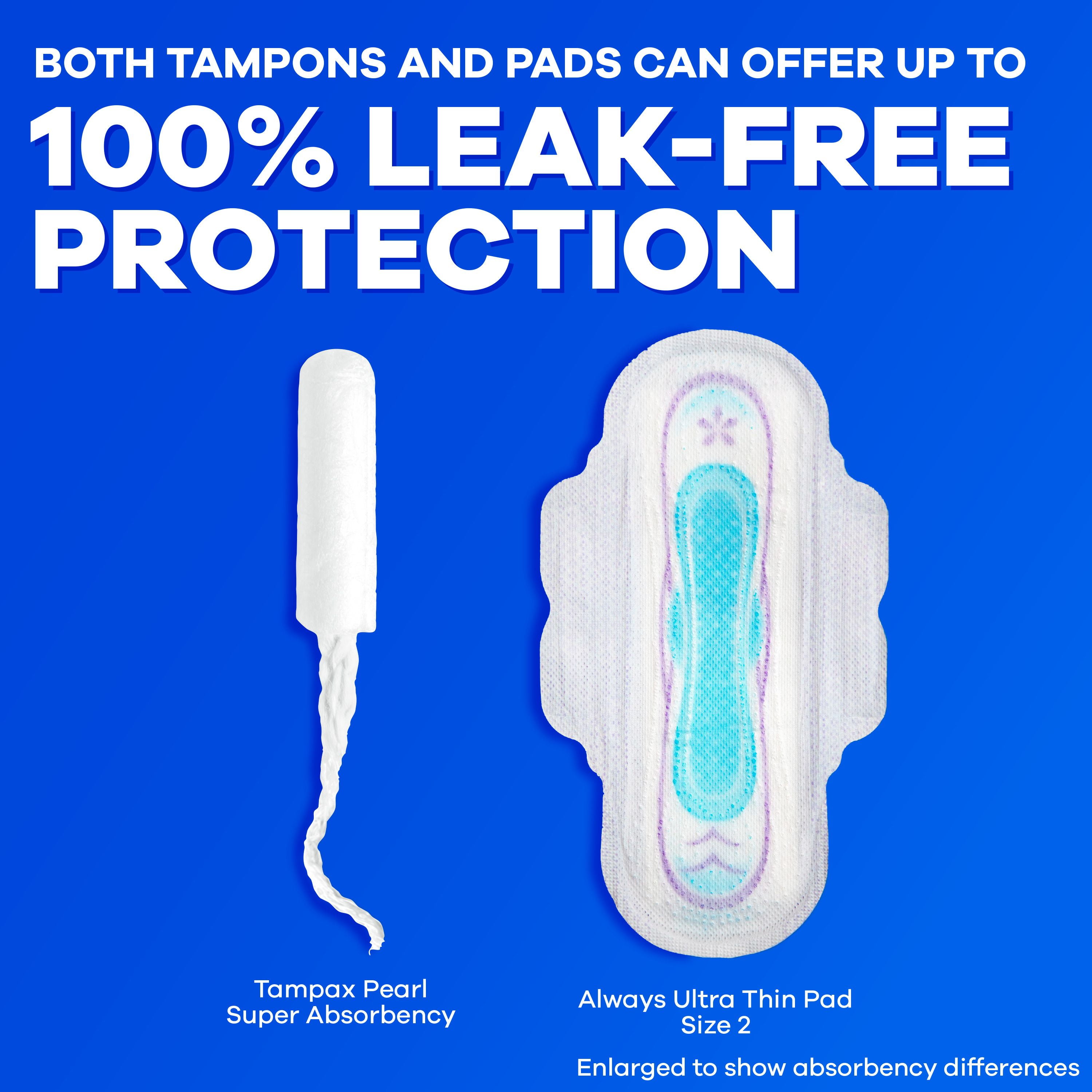 Tampons Tampax Pearl avec tresse anti-fuites LeakGuard, degré d’absorption régulier, non parfumés, 50 tampons 50CT