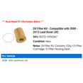 thumbnail image 2 of Oil Filter Kit - Compatible with 2008 - 2012 Land Rover LR2 2009 2010 2011, 2 of 2