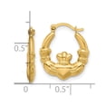 thumbnail image 2 of 14k Solid Yellow Gold Polished Irish Claddagh Celtic Trinity Knot Hoop Earrings 18.2x15.9mm Wide 2.8mm Thick Hoop Earrin, 2 of 2