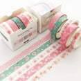 thumbnail image 2 of Decorative Washi Tapes Set 5 Rolls, Skinny Adhesive Tapes for DIY Projects, Planners, Gift Wrapping, Stationery, Sakura Cherry Blossom Theme, Pink, 2 of 6
