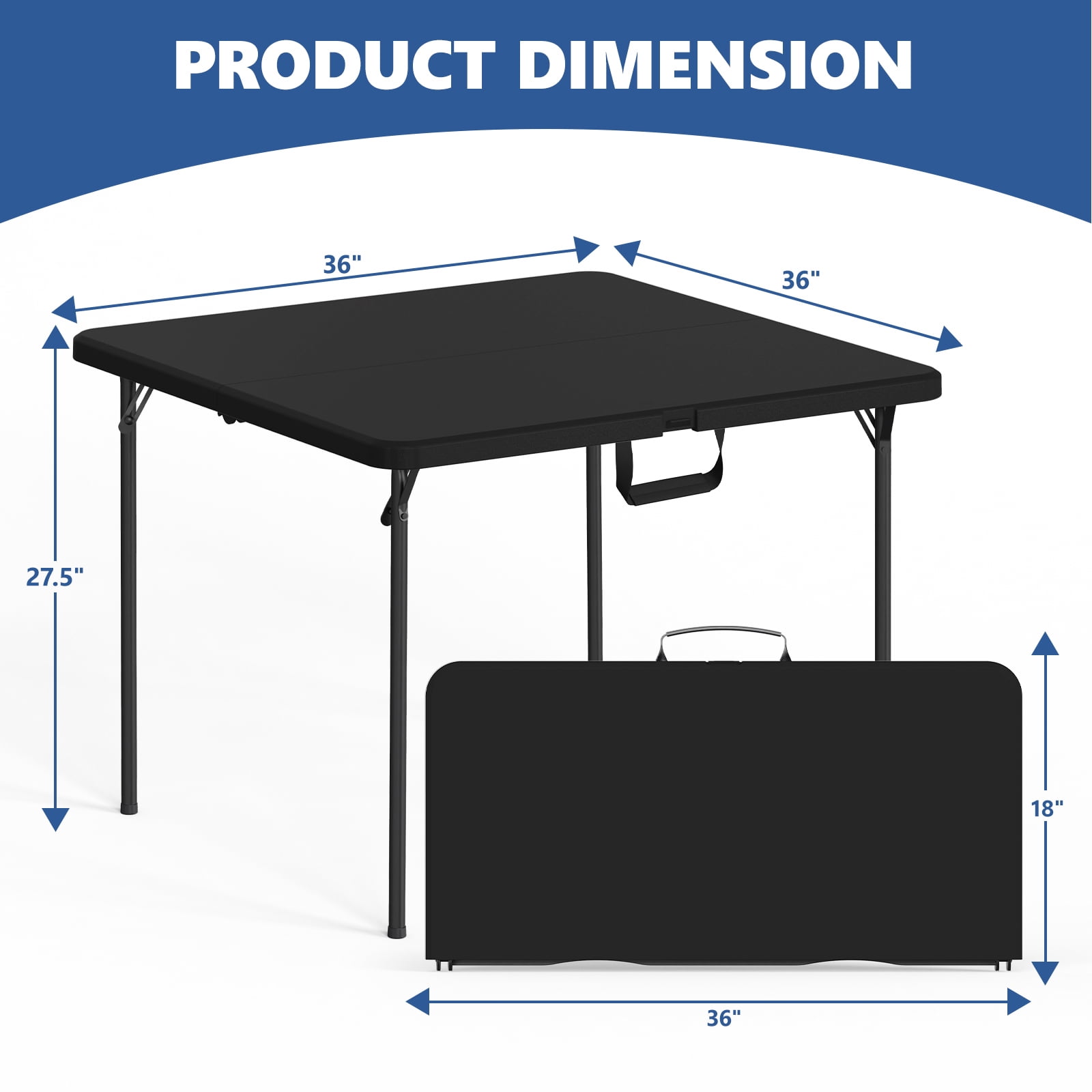 HaiCube 36-Inch Folding Table, Heavy Duty HDPE Portable Card Table