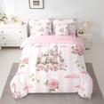 thumbnail image 2 of Homewish Princess Castle Twin Bedding Sets 7-Piece for Kids Children Teens,Floral Flowers Rose Bedding Comforter Set Microfiber,Geometric Stripes Breathable Sheet Sets,Ultra Soft Home Decor, 2 of 8