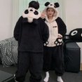thumbnail image 4 of Kigurumis-Pijama de terciopelo Coral con capucha para hombre y mujer, ropa de dormir de una pieza con diseño de Panda, monos gruesos y cálidos para parejas, para amantes del invierno, 4 of 4