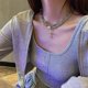 thumbnail image 3 of Exquisite Layered Adjustable Necklace For Women, 14K Gold-Plated Round Love Needle Chain Necklace Simple Cross Pendant Necklace, Silver Layered Neckla, 3 of 4