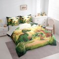 thumbnail image 2 of Feelyou Kawaii Family Dino Twin Bedding Sets for Kids, Sunshine Wildlife Bedding Comforter Set, Green Orange, Grey Reversible, 7-Piece, 2 of 7