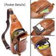 thumbnail image 2 of BULLCAPTAIN Bolso Cruzado de Cuero Genuino para Hombre, Mochila Cruzada con Correa Ajustable, Cierre de Zíper, Marrón, 2 of 7