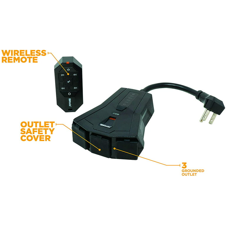 Outdoor Remote Control Outlets w/ Wireless Remote & Countdown