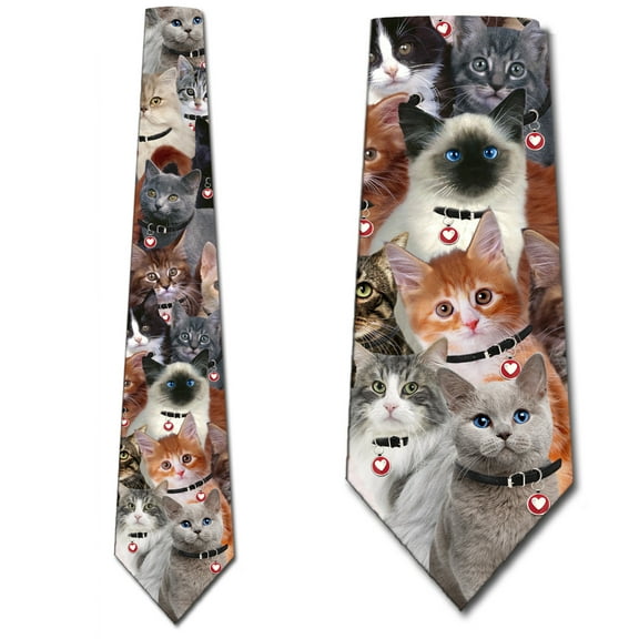 Valentine's Day Cat Collage Necktie Mens Tie by Three Rooker
