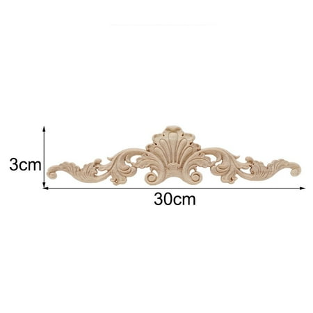 

Wood Carved Appliques Onlays Unpainted Furniture Long Wooden Flower Decals