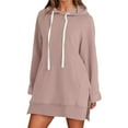thumbnail image 2 of Pullover Dress for Women 2026 Long Sleeve Trendy Oversized Split Hem Hooded Sweatshirt with Pockets Pullover Top, 2 of 6