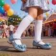 thumbnail image 5 of lnmuld Toddler Girls Soft-Sole Ballet Shoes with Embellishments, Comfortable & Durable for Everyday Wear Color:Blue,Size:9-9.5 Years, 5 of 6