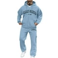 thumbnail image 2 of MLQIDK Men's Track Suits Big and Tall 2 Piece Set Athletic Workout Gym Casual Fleece Zip up Hoodie and Sweatpants Sweatsuits Winter Jogging Suit Lounge Outfit Navy L, 2 of 4