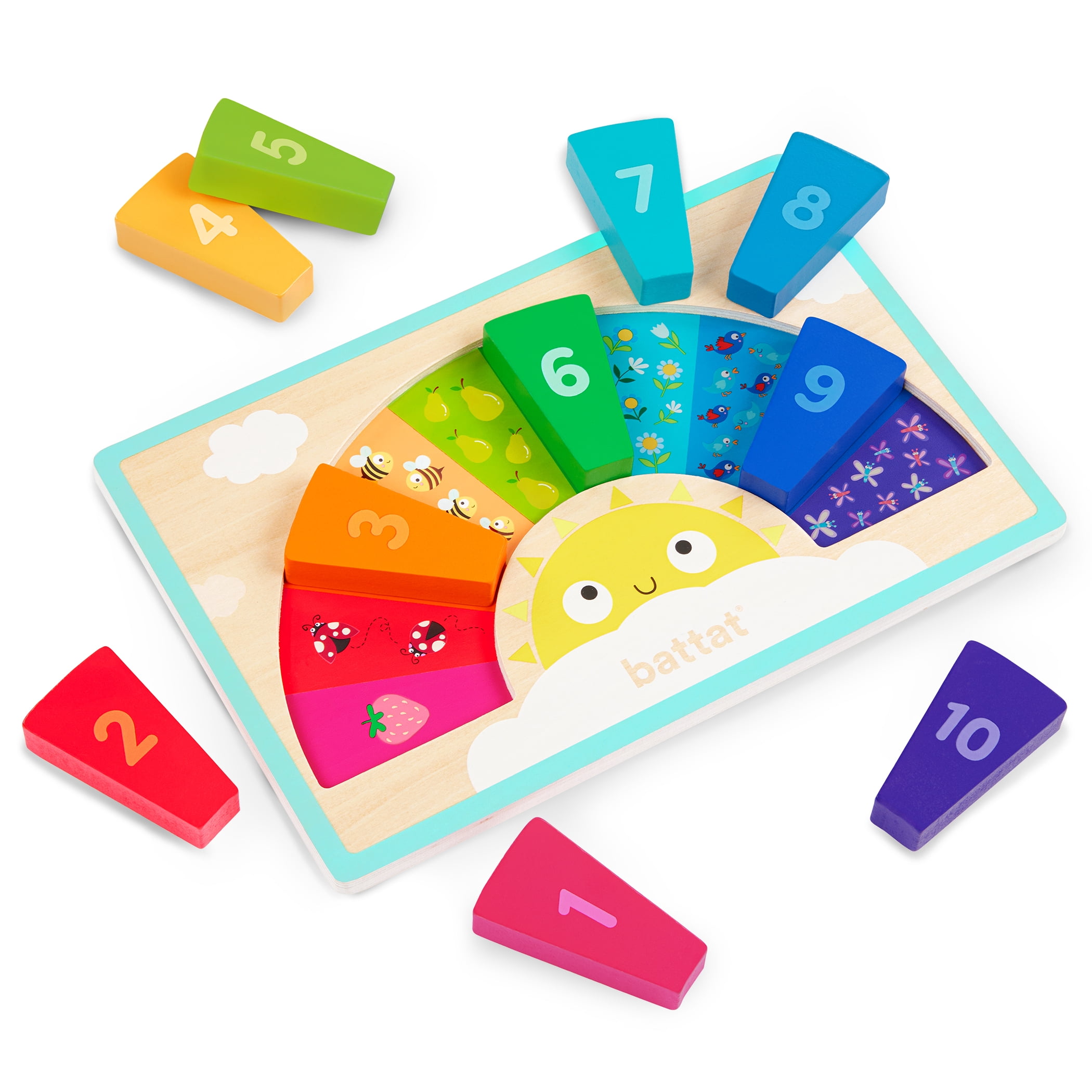 Battat Puzzle Pals Duo Wooden Colors, Shapes, and Feelings Puzzles Set for 18 Months +