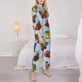 thumbnail image 4 of Kll Multicolored Butterflies Print Women'S Long Sleeve Pajamas With Pants Sleepwear Loungewear 2 Set-Medium, 4 of 9