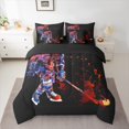 thumbnail image 3 of Homewish Hockey Sport Lover 7pcs Bedding Comforter Set,Watercolor Splatter Ink Queen Bedding Sets,Red Blue Black Queen Sheet Sets For Kids Boy,Microfiber Bedroom Decor Reversible, 3 of 9