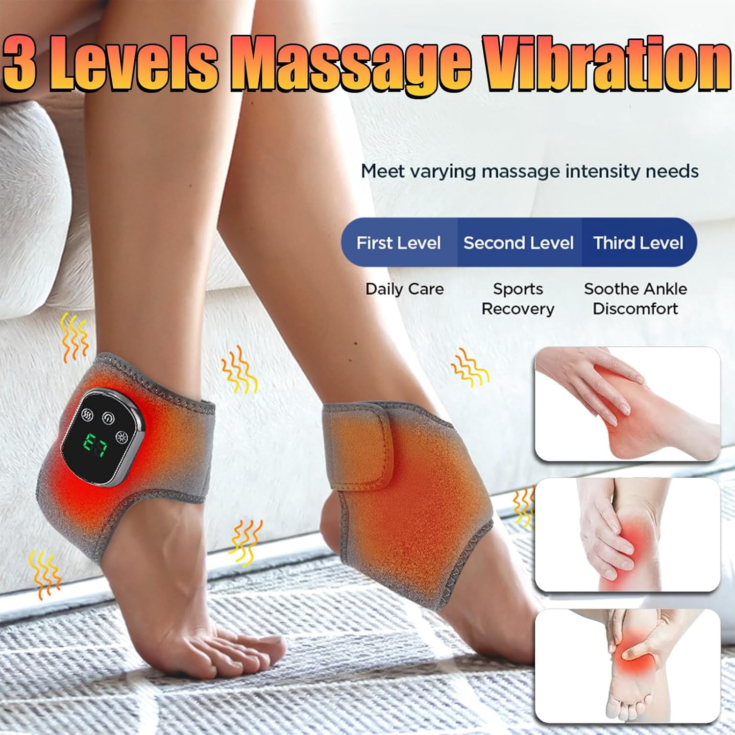 Rejuvacare Foot Massager – 3-in-1 Heated Wrap with 3 Vibration Modes & 5 Heat Levels, for Circulation & Pain Relief, for Foot Relaxation, for Neuropathy, Tendinitis & Plantar Fasciitis