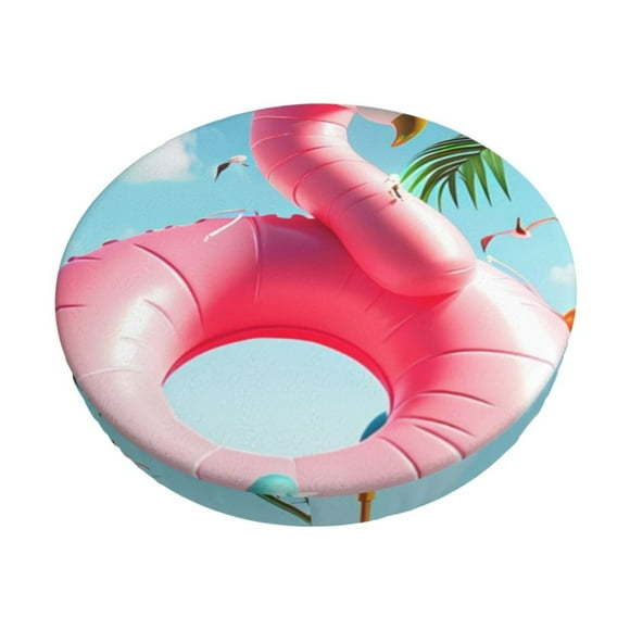 Disketp Tropical Flamingo Pool Float Funda Redonda para Taburete, Funda de Cojín para Silla de Bar Suave y Elástica-14 inch