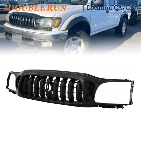 HOUGEET Grille Fit for Toyota Tacoma 2001 2002 2003 2004 Black Plastic