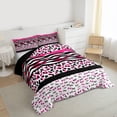 thumbnail image 3 of Castle Fairy Zebra Leopard Print Full Size Comforter Sets,Kawaii Bow Knot Bedding Sets, 3 of 8