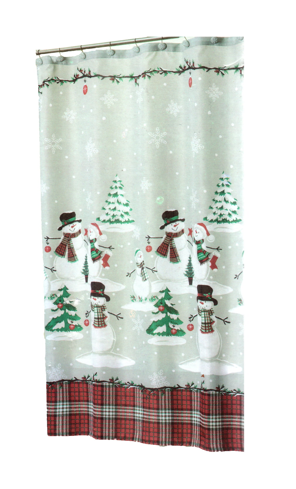 Decorative Fabric Shower Curtain, Snow Time Country Snowman Shower Curtain