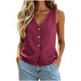 thumbnail image 2 of Women's Vest Sleeveless Knit V-Neck Button Up Casual Sweater Vest for Outdoor & Casual, 2 of 9