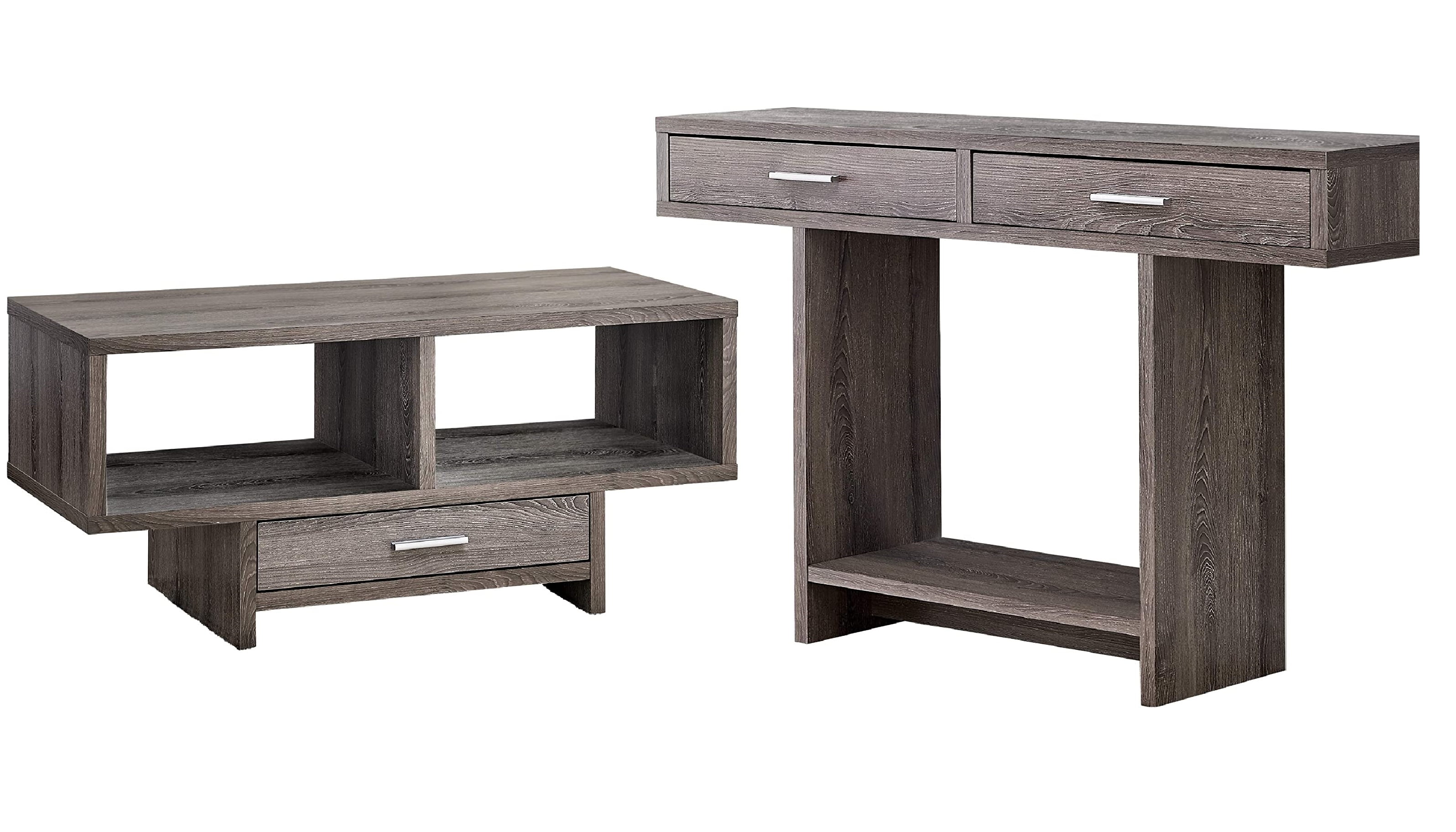 Monarch 2 Drawer Accent Console Table in Dark Taupe and Black 