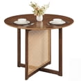 thumbnail image 2 of Costway Round Dining Table with Cross Pedestal Base, PE Rattan Decoration for Dining Room, 2 of 10