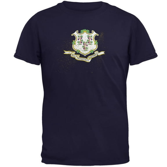 Born and Raised Connecticut State Flag Mens T Shirt Navy 2XL