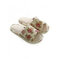 thumbnail image 2 of Winter House Indoor Slippers Home Warm Linen Plaid Shoes Anti-Slip Sandals, 2 of 5