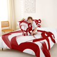 thumbnail image 4 of Homewish Spiral Swirl Queen Comforter Set,Contemporary Art Comforter Sets Queen,Red White,Reversible,3-Piece,1 Comforter and 2 Pillowcases, 4 of 7