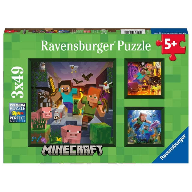Set de rompecabezas Ravensburger Minecraft Biomes 3x49 piezas