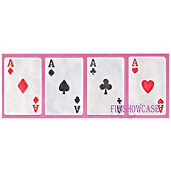Sugarcraft Playing Cards 4 Aces Poker Four of a Kind Fondant Silicone Mold Party