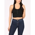 thumbnail image 4 of FashionMille Women's Buttoned Slevveless Casual Rib Racerback Crop Tank Top Summer Shirt, 4 of 5