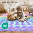 thumbnail image 4 of ODIKA 8'x10' Washable Area Rug Playroom Sparkle Unicorn Checkered Gradient Para Purple for Dining Room, Large Office, Lounge, Non-Slip Chair-Friendly Mat, 4 of 7