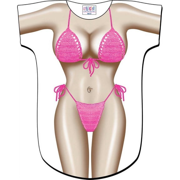 Fuschia Macrame Bikini Body Tee Shirt Cover-Up #3 (Plus Size)