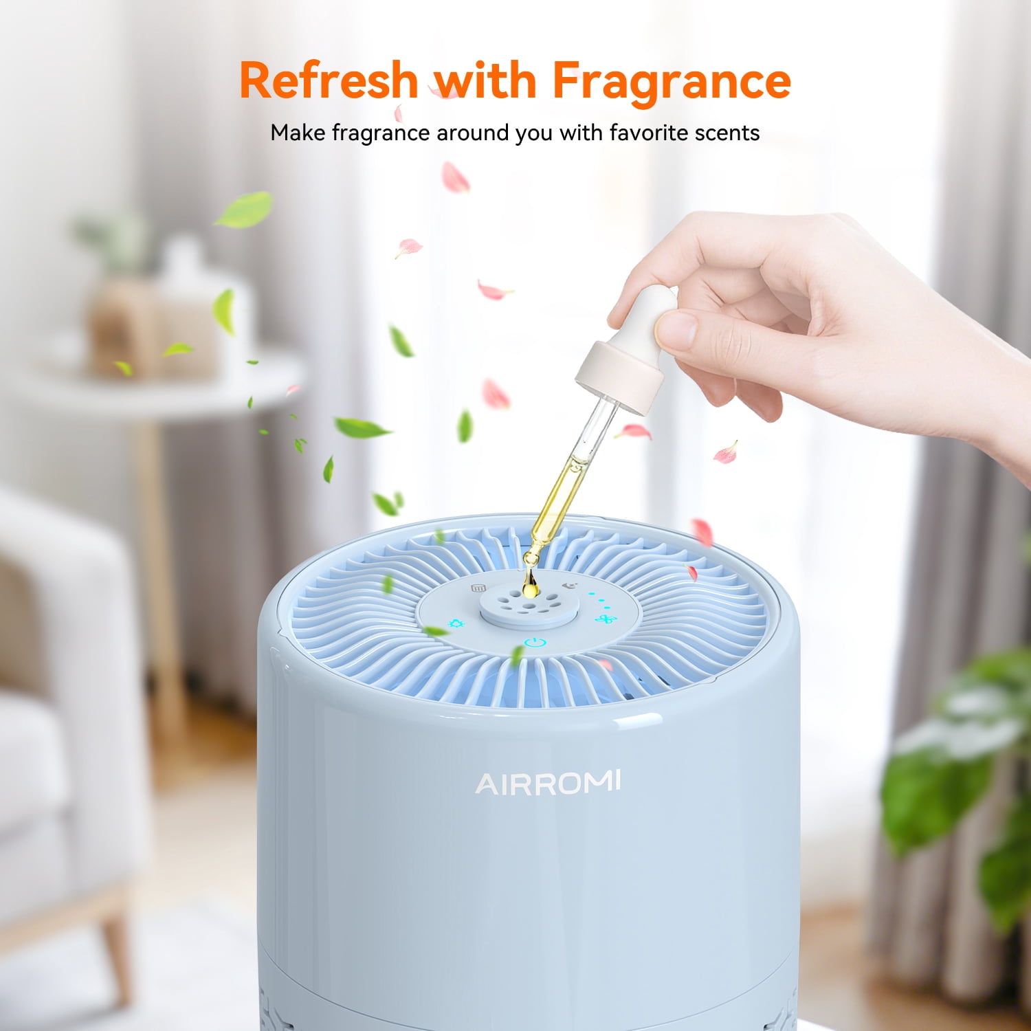 AIRROMI Air Purifiers for Home Room Covers 660 sq.ft, H13 True HEPA Filter, for Allergies,Pet Dander,Pollen,Odor,Smoke, with Night Light, A2002S,Blue