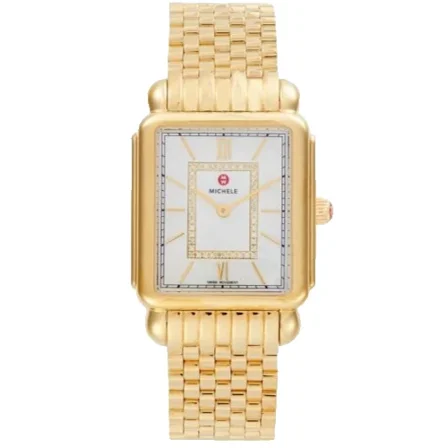 Michele Deco II MWW06X000044 White Dial Gold Bracelet 29MM Womens Watch