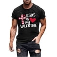 thumbnail image 2 of Edvintorg Couples Valentine'S Day Shirts Clearance Women Gifts Funny Love Letter Printed Short Sleeve T-Shirt Casual Tops Tee Classic Fit Basic Shirts Black L, 2 of 5