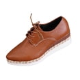 thumbnail image 2 of Women's Casual Loafers, Soft Soled Middle Heels Shoes, Versatile Indoor Outdoor, Adjustable Lace-Up, Comfortable All-Day Wear, Trendy Espadrille Detail, Perfect for Work and Weekend Brown D, 2 of 9
