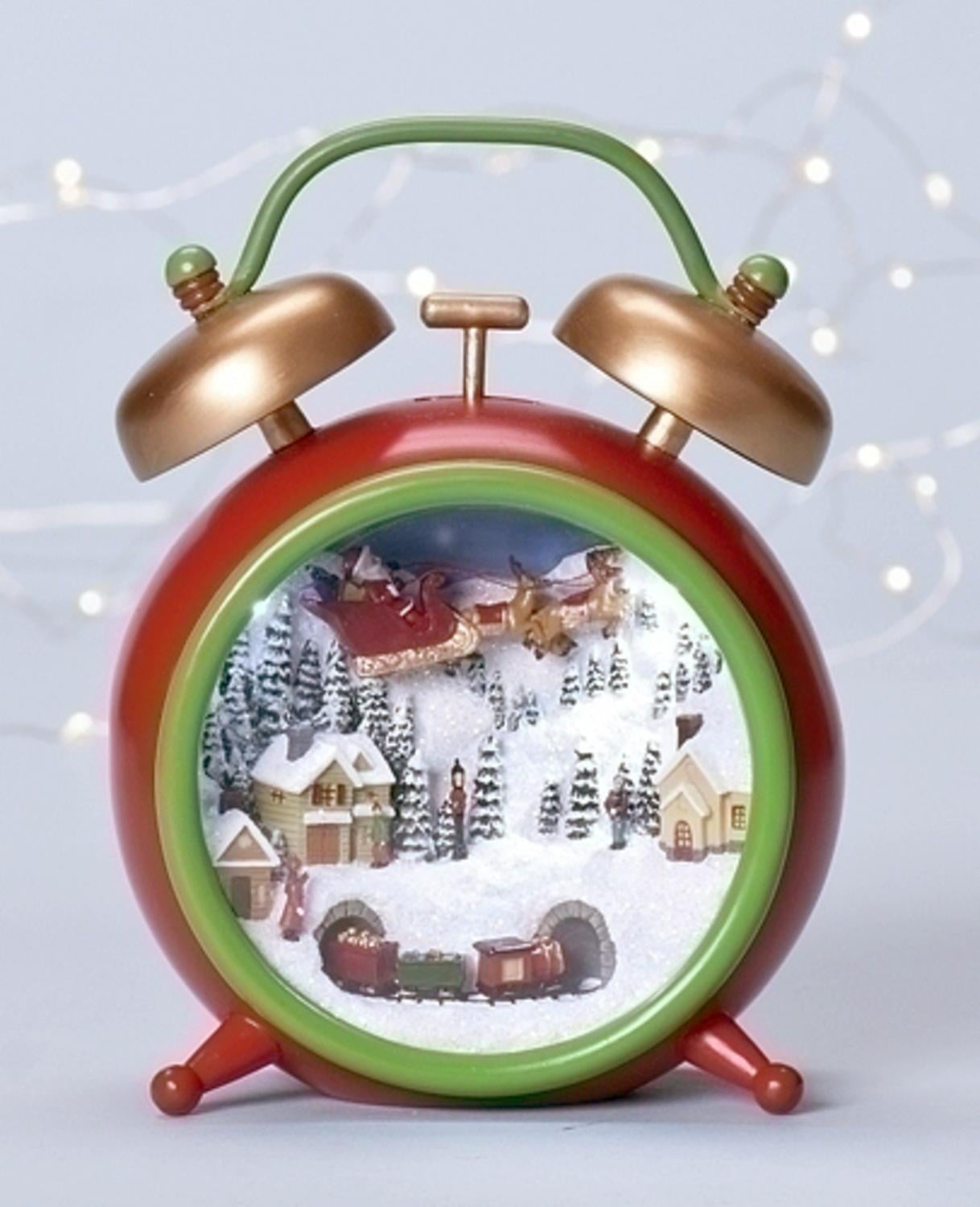 6" Amusements Musical VintageStyle Alarm Clock with Christmas Village