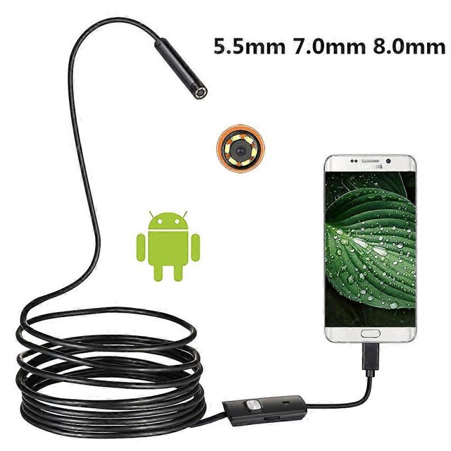 USB endoscope for OTG Android phone, PC; 5.5/7/8mm borescope, waterproof, 6 LEDs
