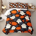 thumbnail image 2 of Homewish Cute Halloween Ghost Twin Quilt Set,Autumn Pumpkin Leaf Pattern Twin Coverlet Set,Black Orange White,2 Pieces, 2 of 7
