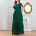 thumbnail image 7 of Womens Elegant Chiffon Evening Gowns Plus Size Star Lace High Waist Formal Dress Flutter Long Maxi Dresses Green, XL, 7 of 7
