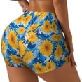 thumbnail image 2 of Kdxio Blue Ocean Wave Sunflower Print Workout Shorts for Women Seamless Soft Smooth Gym Yoga Scrunch Active Shorts, 2 of 5