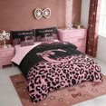 thumbnail image 2 of Erosebridal Fashion Leopard Printed 7pcs Bedding Comforter Set,Pink Cheetah Pattern C Alphabet Queen Bedding Sets For Kids Girls,Reversible pink, 2 of 7