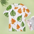 thumbnail image 4 of Autumn Harvest Maple Leaves Thanksgiving Womens Tops Women's Fashion Casual Short Sleeve Flower Print Round Neck Pullover Top Blouse, 4 of 6