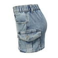 thumbnail image 5 of Womens Jean Skirt Casual Summer Mini Skirts Button Multi Pockets Cargo Denim Skirts, 5 of 5